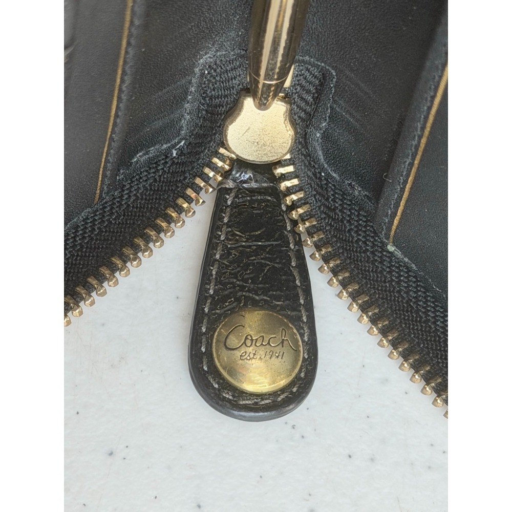 Vintage Coach Signature Stitch Black Op Art Stitched Wallet Card Holder - Picture 8 of 16